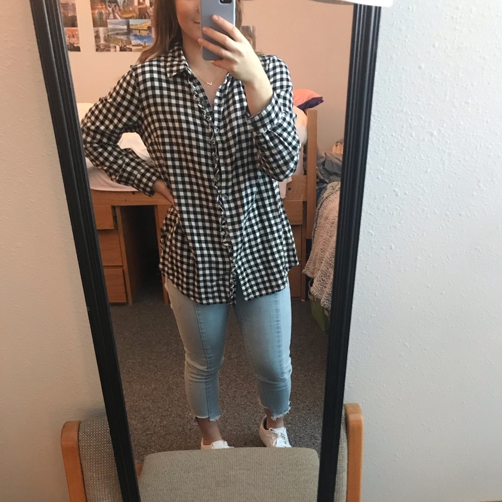 Plaid long sleeve button up